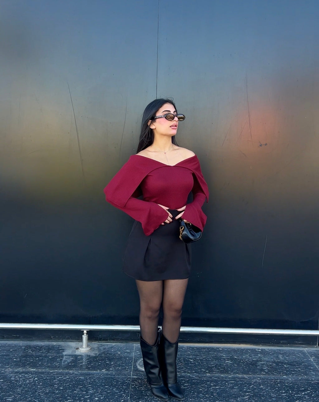 Kint Collar Top – Burgundy
