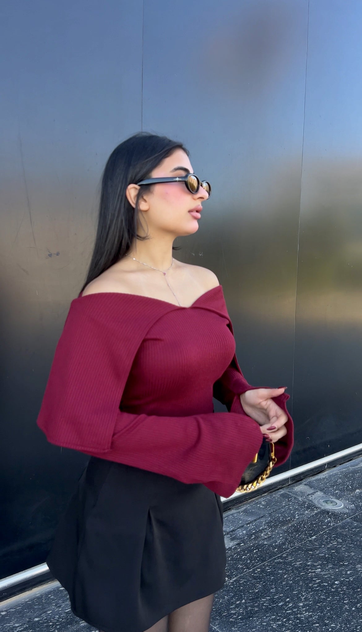 Kint Collar Top – Burgundy